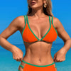 Color Block Cutout Back Knot Bikini Set