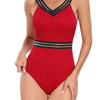 Sleeveless Lace Trim One-Piece Swimsuit