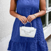 Plus Solid Ruffle Hem Hollow Out Sleeveless Dress