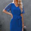 V Neck Short Sleeve Short Dress