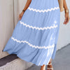 Waves Print Pleated Elastic Waist Band Skirt