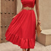 Sleeveless Ruffle Cross Open Back Knot Fit Dress