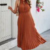 Sleeveless Dot Print Cross Fit Pleated Dress