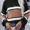 Half Zipper Strip Knit Loose Fit Sweater