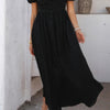 Solid V Neck Puff Sleeves Solid Knot Detail Dress