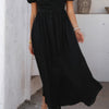 Solid V Neck Puff Sleeves Solid Knot Detail Dress