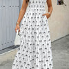 Square Neck Print Pocket Fit Sleeveless Dress