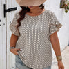 Round Neck Allover Print Ruffle Sleeves Loose Top