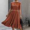 Ruffled Lace Midi Swing Dress