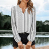 Color Block Graphic Print V Neck Ruffle Blouse