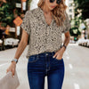Floral Print V Neck Loose Fit Blouse