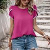 Solid Round Neck Cross Sleeves Top
