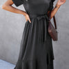 Scoop Neck Short Sleeve Solid Dress