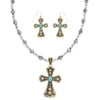 Western Turquoise Cross Necklace Set