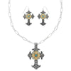 Western Turquoise Cross Necklace Set