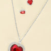 Valentine's Day Heart Gemstone Necklace Set