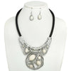 Boho Turquoise Leather Cord Bib Necklace Set