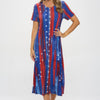 American Flag Print Short Sleeve Long Dress