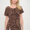 Hit Round Neck Short Sleeve Slit Top