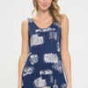 Hit Print Shark Bite Hem Tank
