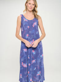 BNS Print Long Tank Dress featuring a stylish sleeveless design and colorful print on soft fabric.