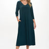 Hit V-neck Long Dress W/pocket