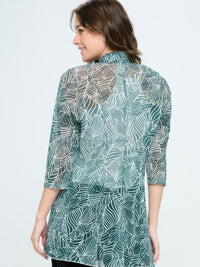 Plus Size Mrs Princess Jacket, back view showcasing the soft and stylish leafy design for effortless layering.