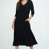 Hit V-Neck Long Dress W/Pocket