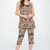 Round Neck Tank Top And Capri Pants Set