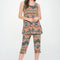 Round Neck Tank Top And Capri Pants Set