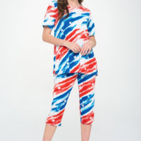 Short Sleeve Top Capri Pants Set