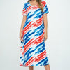 BNS Print Long Dress With Short Sleeve