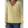 Cable Knit V Neck Long Sleeves Fit Sweater