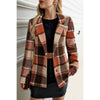 Plaid Lapel Collar Long Sleeve Button Coat