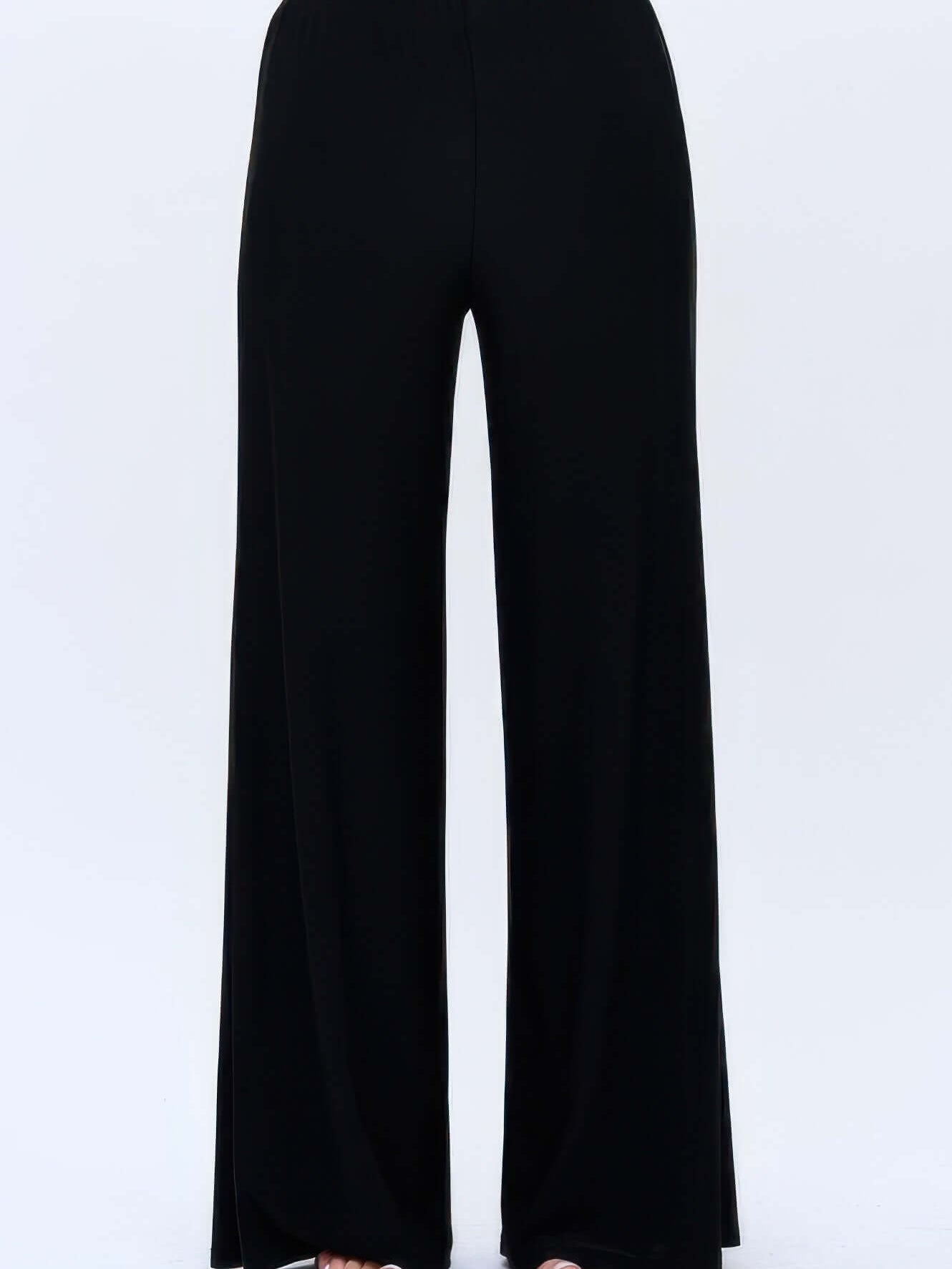 Hit Palazzo Pants - lightweight wide leg black palazzo pants with elastic waistband for comfort and style.