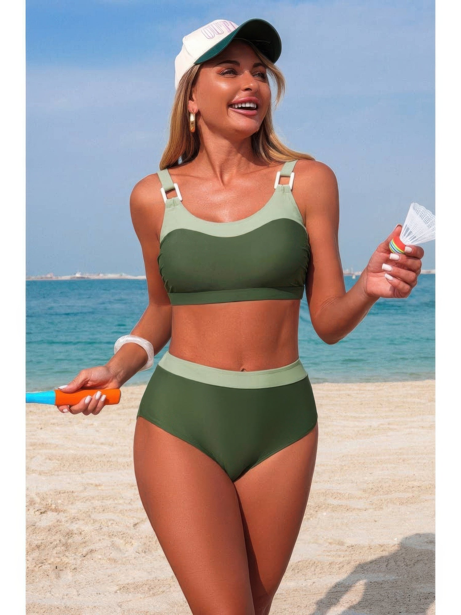 The Tulum Back Knot Bikini – colorblock two-piece bikini with knotted back detail