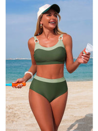The Tulum Back Knot Bikini – colorblock two-piece bikini with knotted back detail