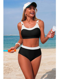 The Tulum Back Knot Bikini – colorblock back knot bikini set, view 4