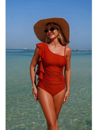 The Cannes Ruffle One-Piece – asymmetric shoulder ruffle swimsuit, view 6