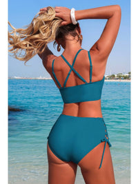 The Ibiza Cross-Side Bikini – V-neck cross-side high waisted bikini, view 3