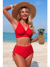 The Ibiza Cross-Side Bikini – V-neck cross-side high waisted bikini, view 4