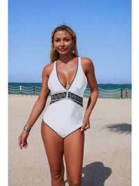 The Amalfi Trim One-Piece – V-neck one-piece swimsuit with serrated trim detailing