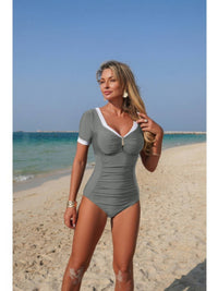 The Sorrento Panel One-Piece – one-piece swimsuit with contrast color panels for a sculpted silhouette