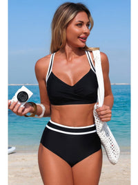 The Coronado Cross Bikini – high waisted cross-front contrast bikini, view 2