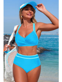 The Coronado Cross Bikini – high waisted cross-front contrast bikini, view 5