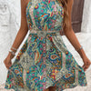 Sleeveless Paisley Print Halter Neck Dress