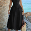 Solid Sleeveless Ruched Bust A Line Dress