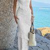 Solid Off Shoulder Bodycon Lace Maxi Dress
