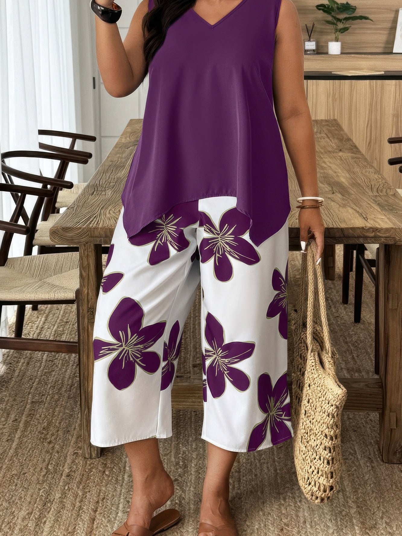 The Wildflower Patchwork Set – plus size purple floral patchwork two-piece set