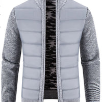 Men's Plus Size Quilted Knit Bomber Jacket with Stand Collar